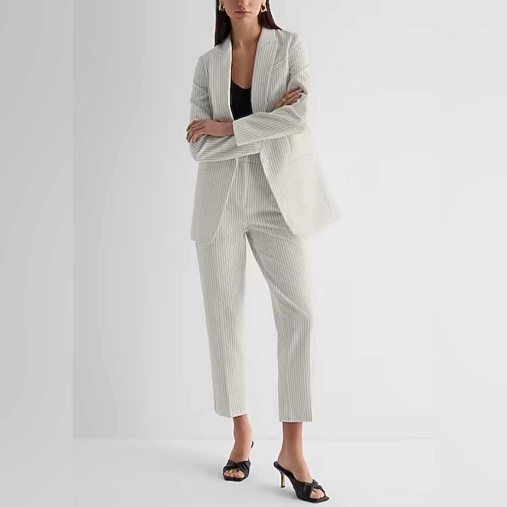 Express Editor Super High Waisted Pinstripe Straight Ankle Pant